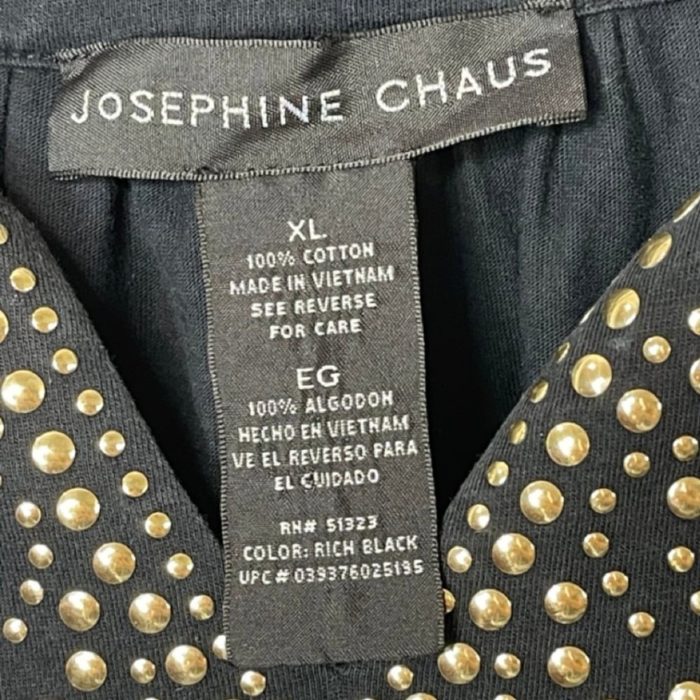 JOSEPHINE CHAUS | Black Cotton Tank with Gold Studded Neckline | Size XL - Picture 4 of 7